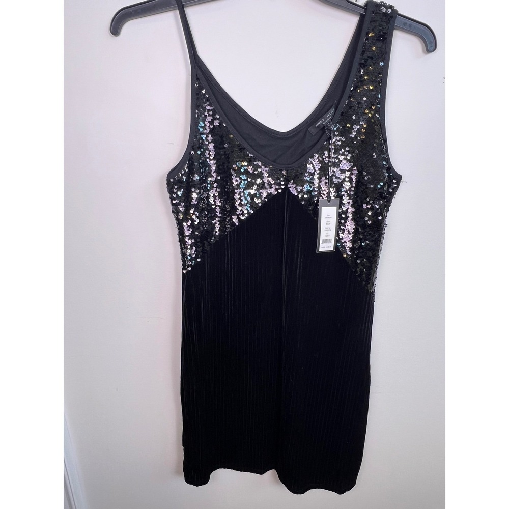 Romeo‎ + Juliet Couture Black Sequin Formal  V Neck Mini Dress Sz Medium NWT